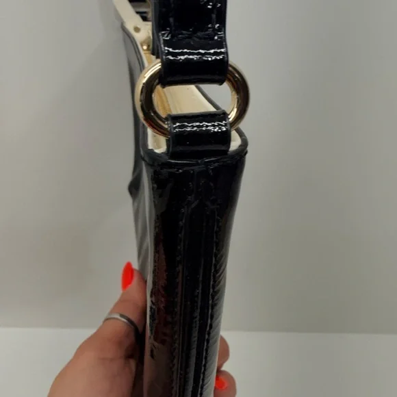 Kate Spade Black Patent Leather Crossbody with Gold Zip Pull - Picture 5 of 12